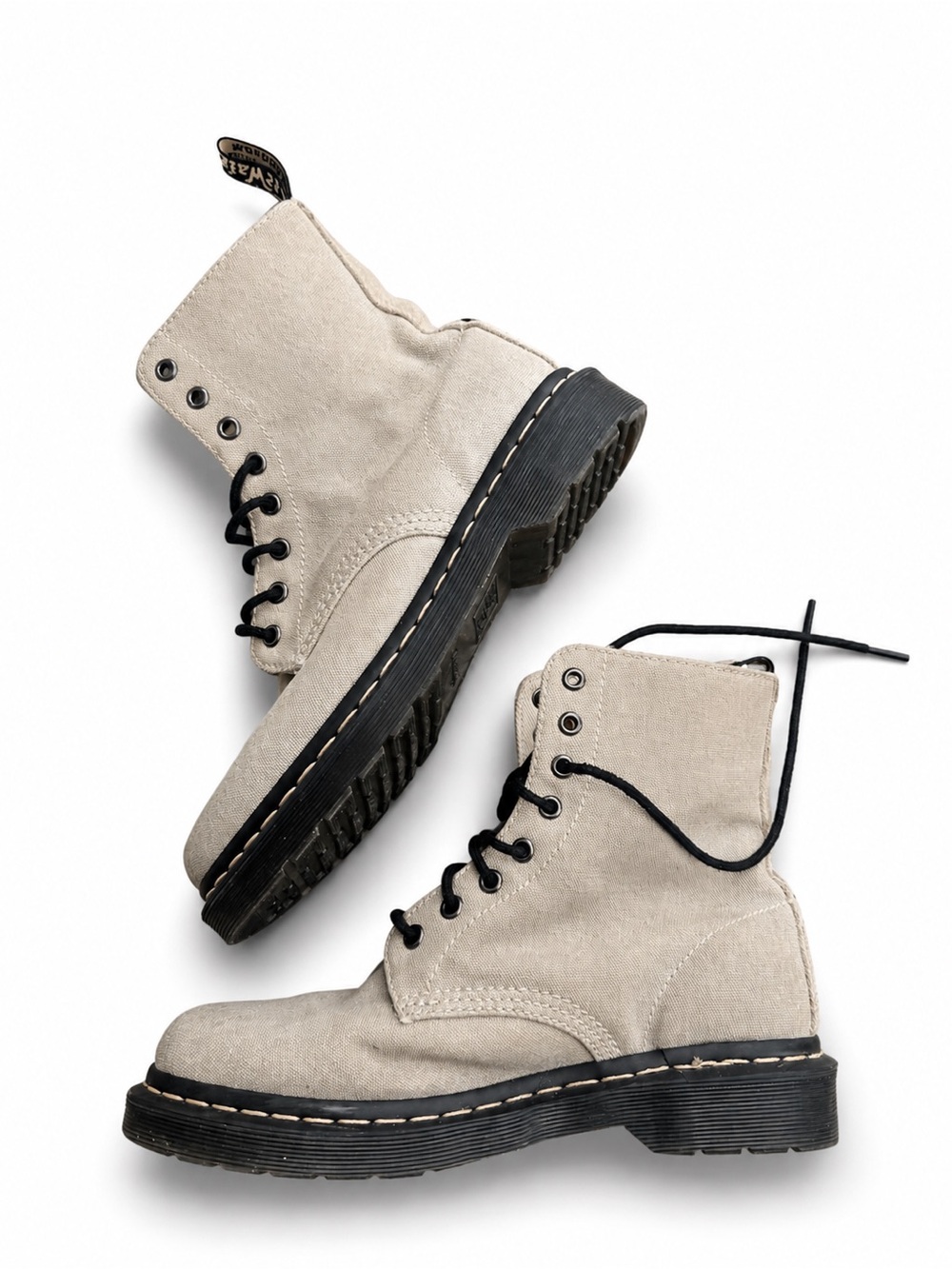 Dr. Martens Light Beige Canvas Lace-Up Boots